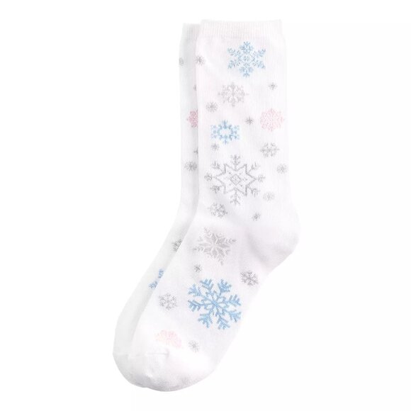 Women's SHINE Falling Snowflakes Crew Socks - Picture 1 of 4